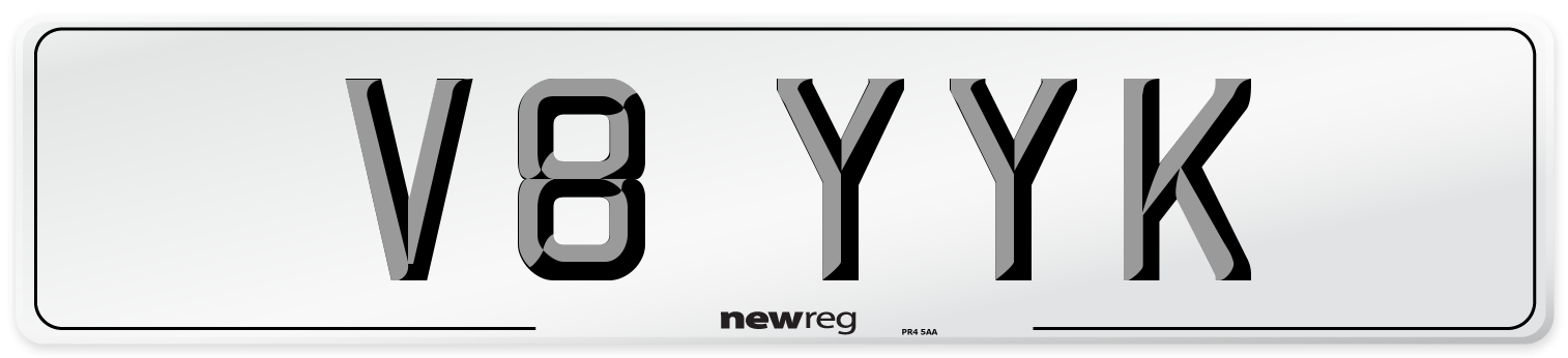 V8 YYK Number Plate from New Reg